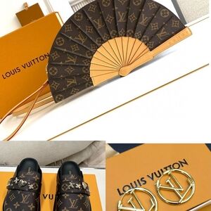 Louis Vuitton Brown and Tan Monogram Fan Clutch and Loafers